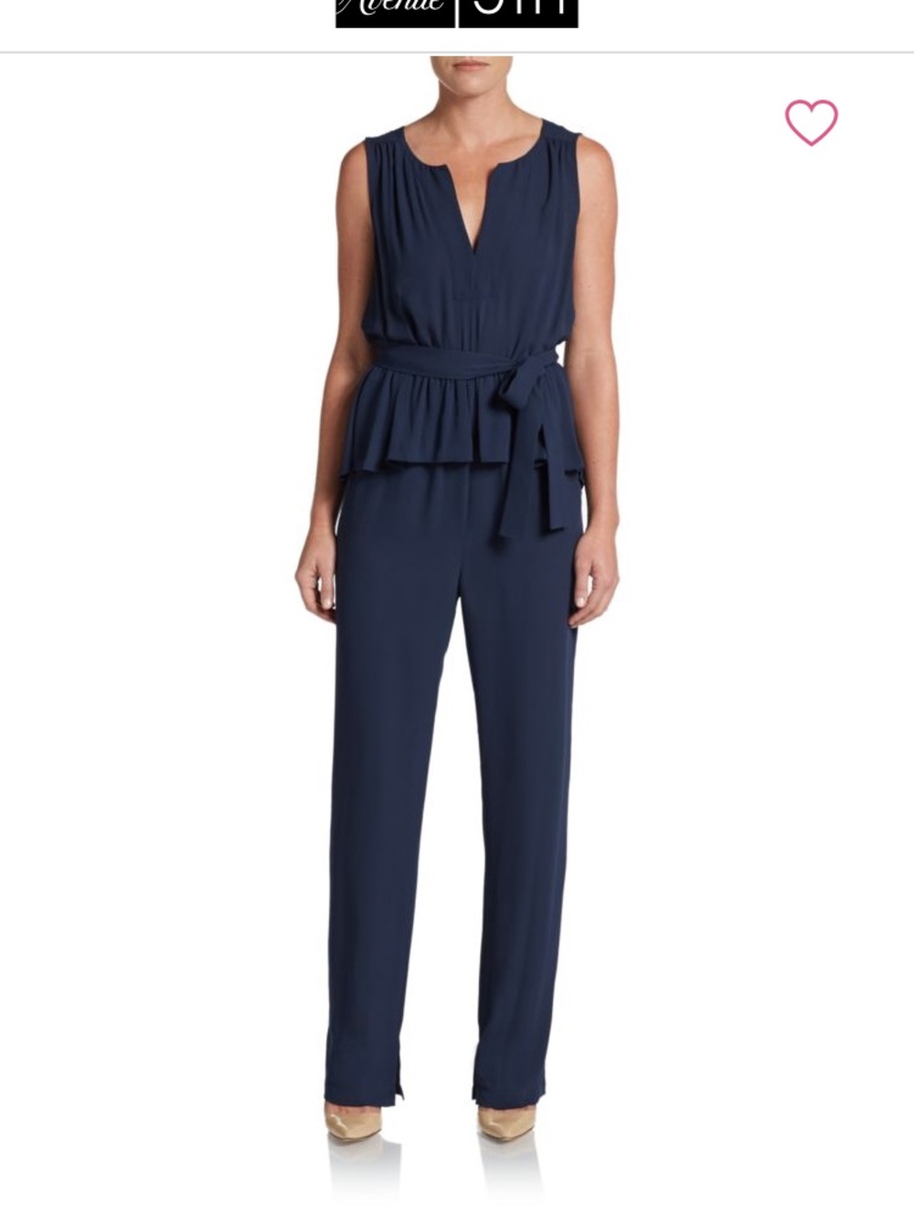 BCBGMAXAZRIA Giovanna Splitneck Crepe Jumpsuit. Dark Ink. Size S. MSRP $248